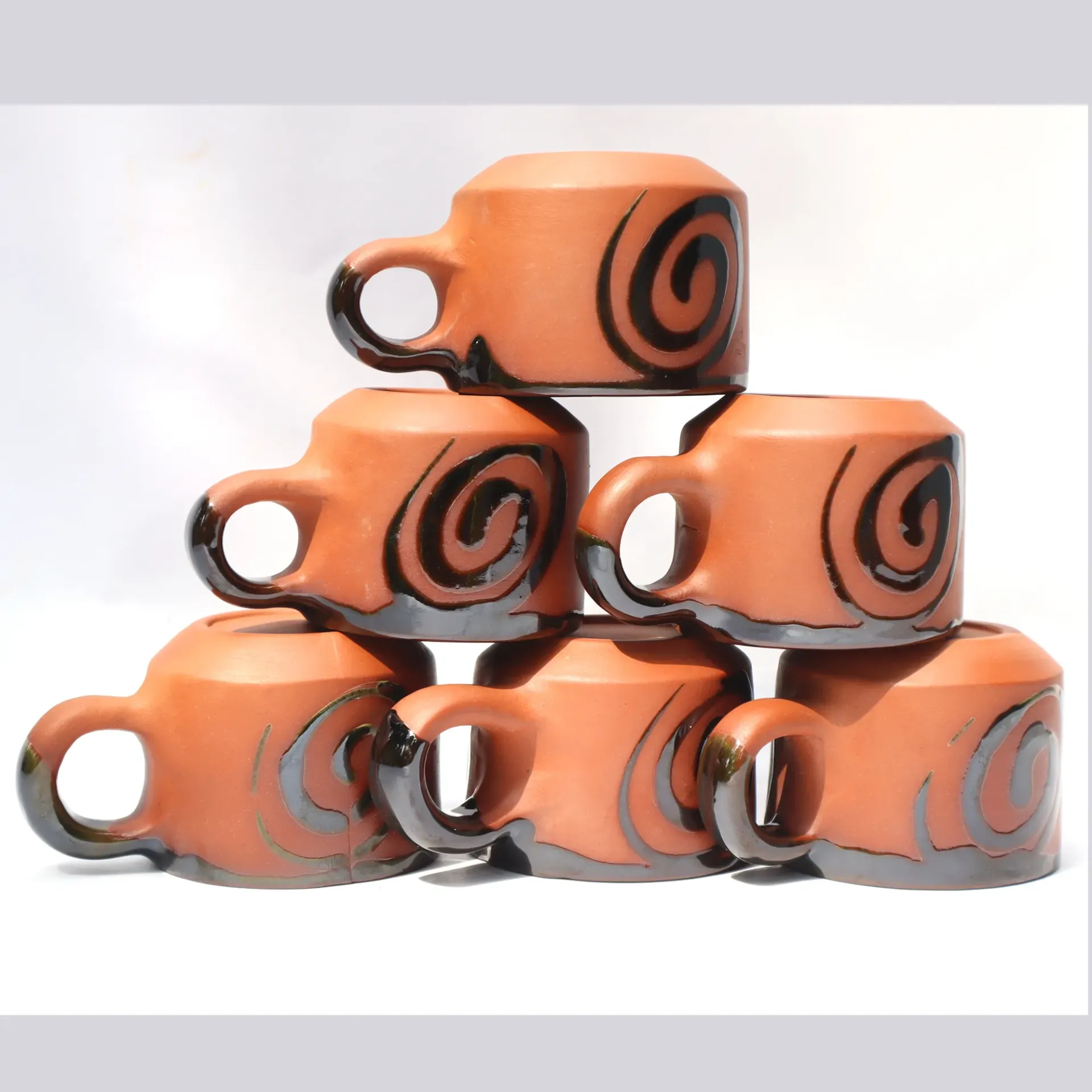 Earthenware Cup Black - wahsble and Microwave safe.