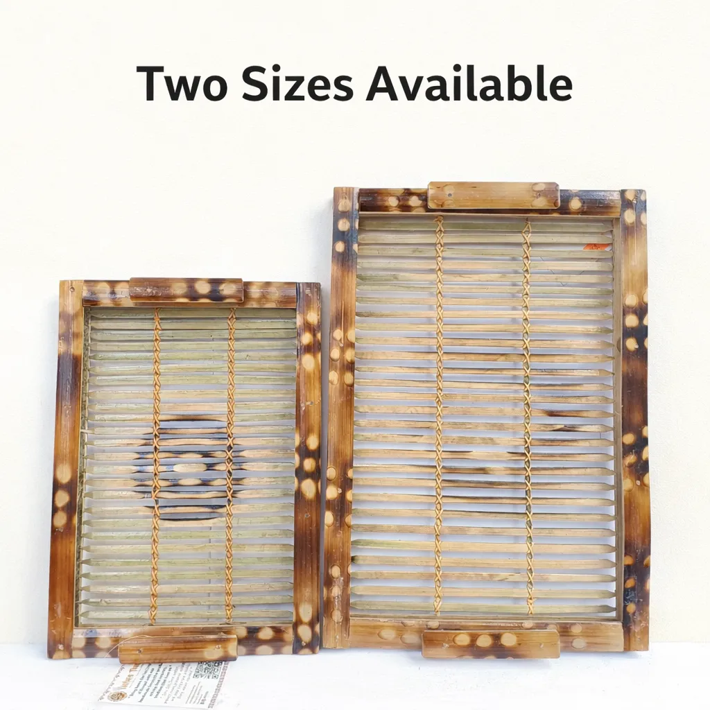 Handmade Bamboo Serving Tray Set of 2
