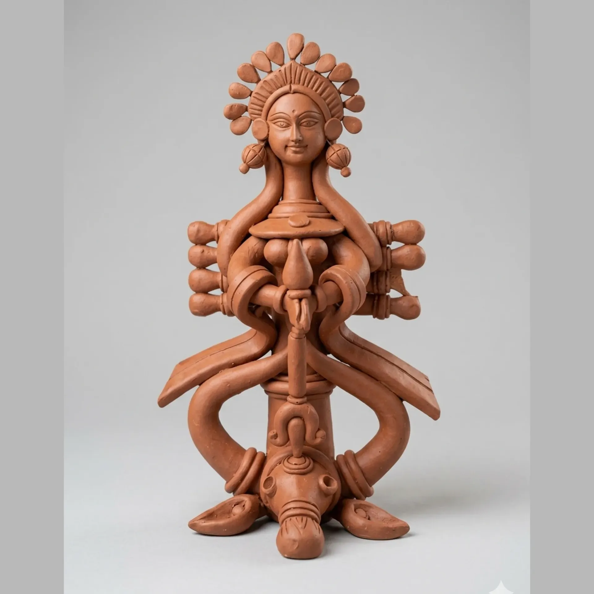 Handcrafted Terracotta Durga Idol with Mahishasura |