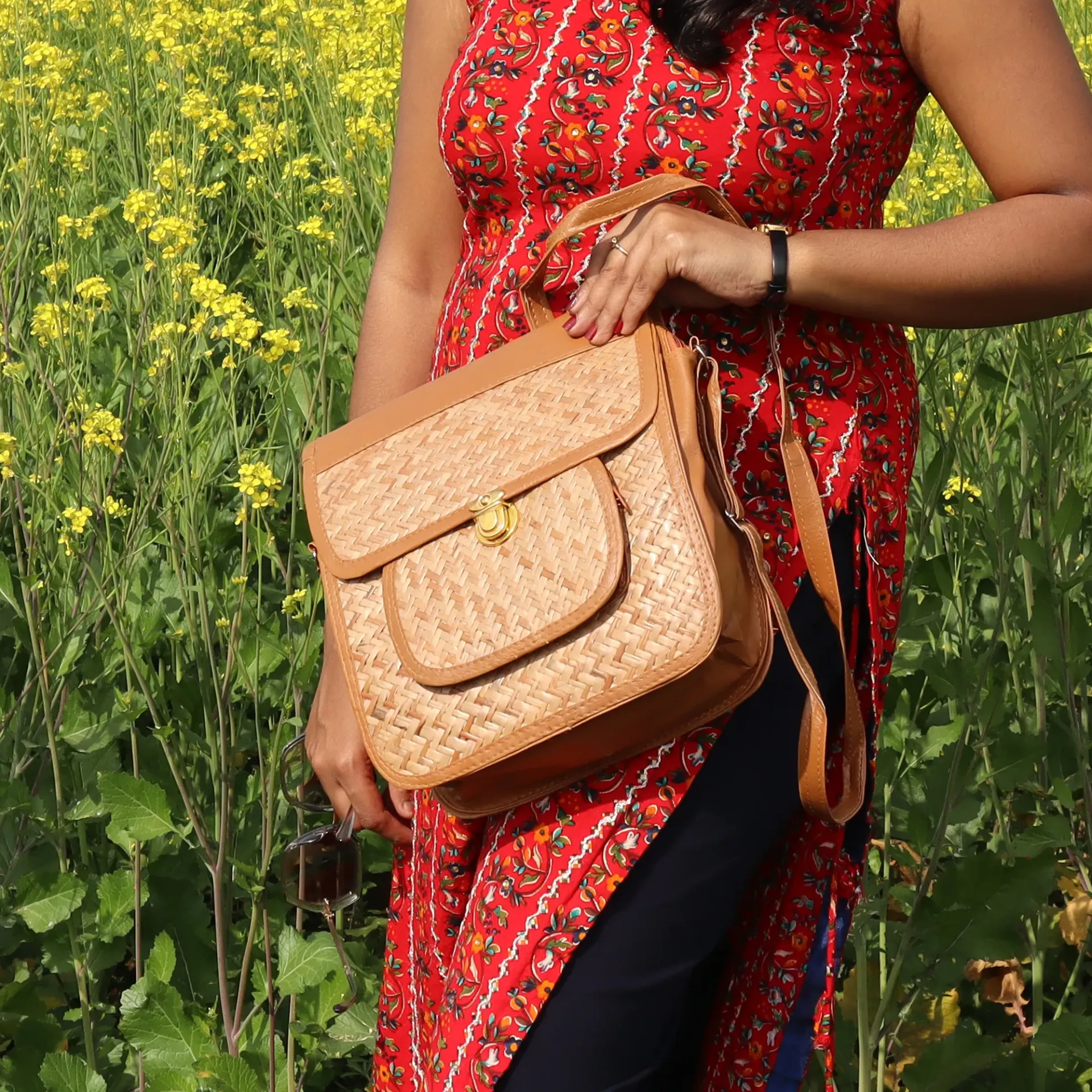 Handmade Eco-Friendly Cane Sling Bag for Women