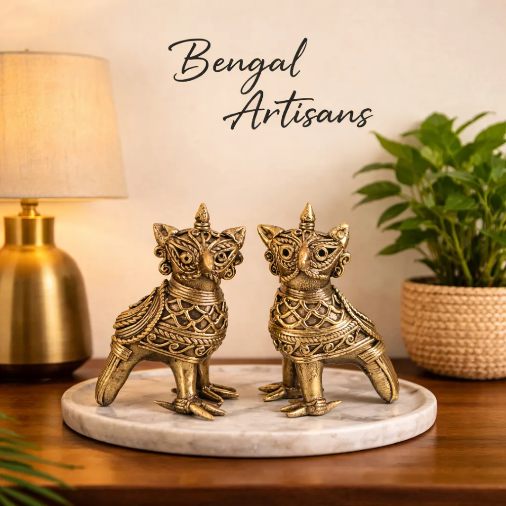 Bengal Artisans Dokra Owl Pair