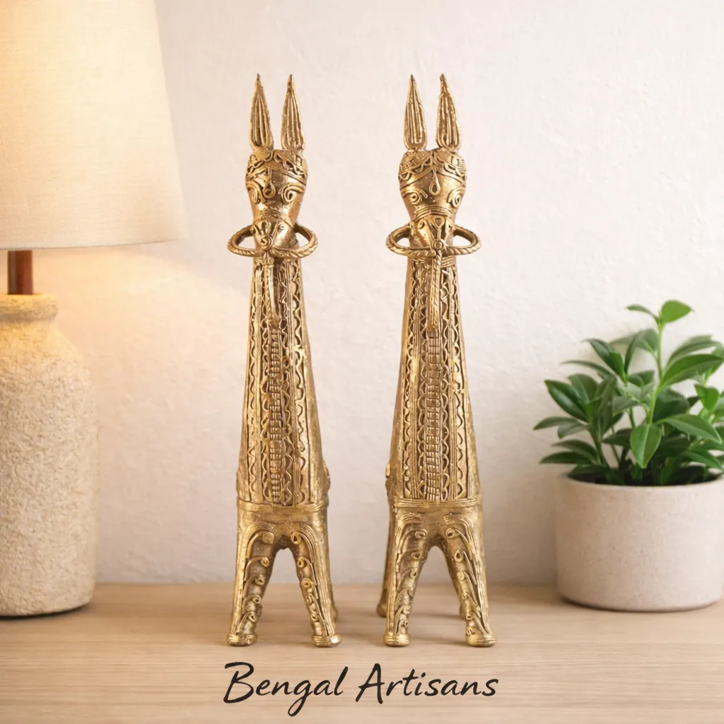 Dokra Horse Pair – Handmade Brass Tribal Sculpture