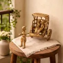 Dhokra Brass Rickshaw with Couple Figurine – Handcrafted Tribal Metal Art